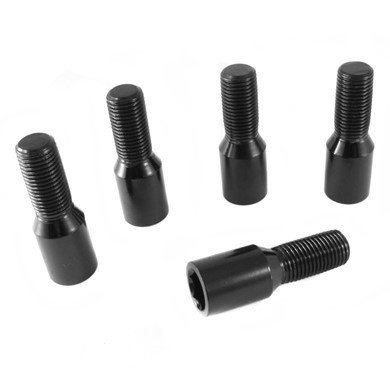 Set of 20 Short BLACK star bolts 14x1,5 + Key