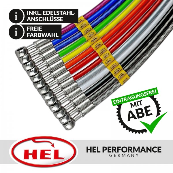 HEL Stahlflex Bremsleitungen (4-teilig) Opel Omega A inkl. 3000, Evolution500, Lotus, Irmscher 4.0,